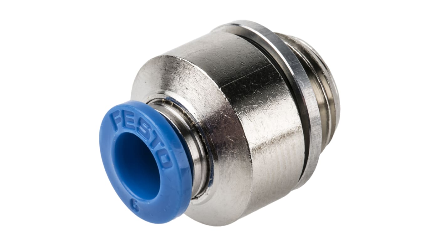 Festo QS Series Straight Threaded Adaptor, G 1/4 Male to Push In 6 mm, Threaded-to-Tube Connection Style, 186108