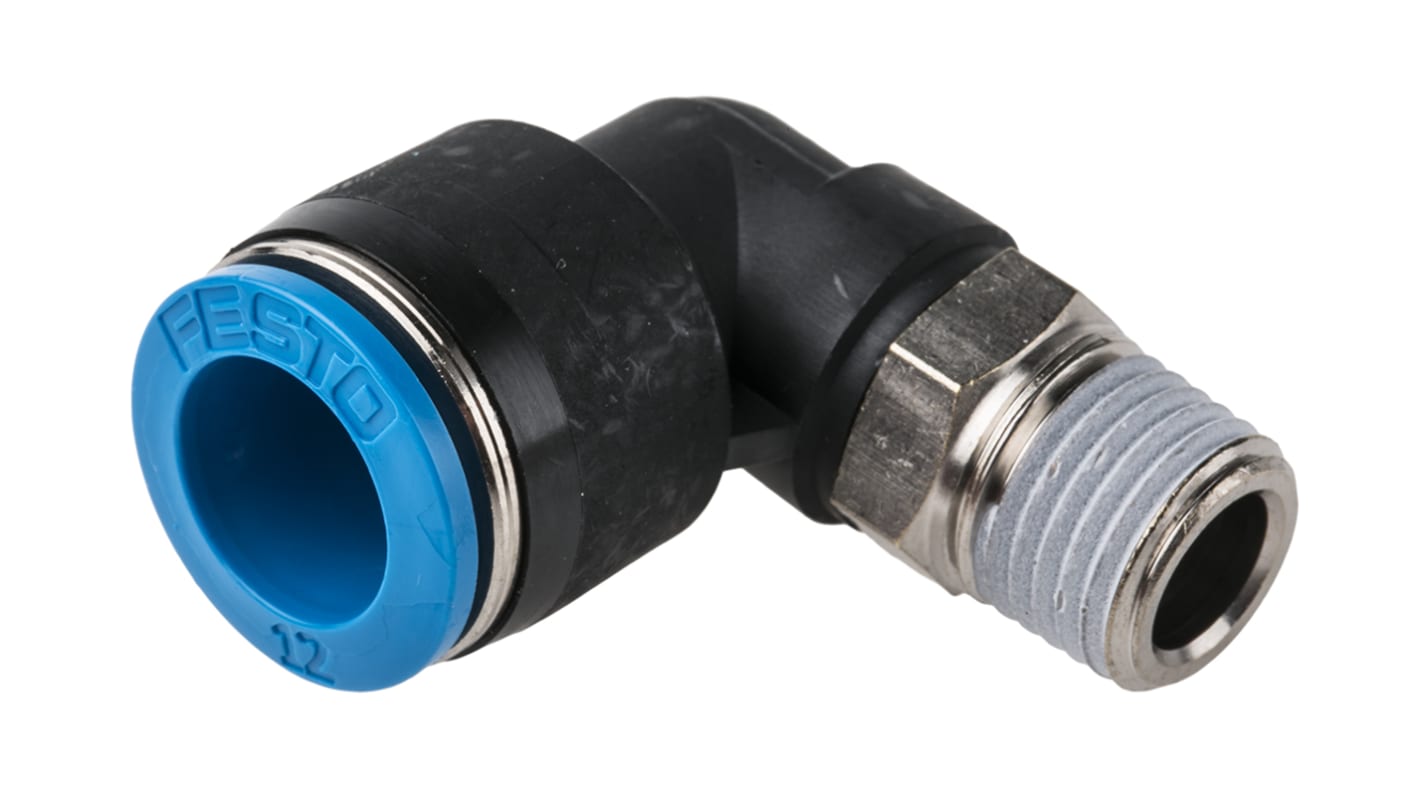 QSL-1/4-12 | Festo QS Series Elbow Threaded Adaptor, R 1/4 Male to Push ...