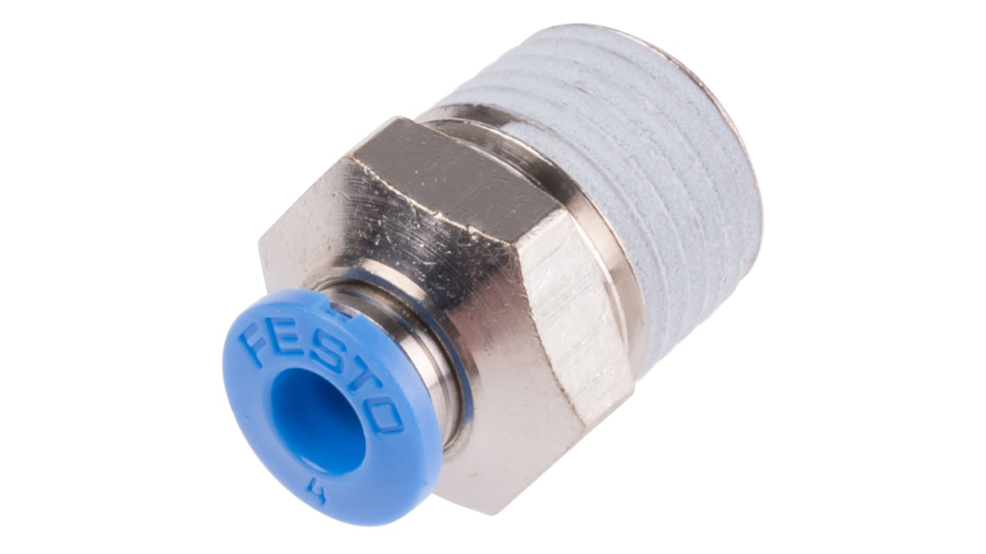 Festo QS Series Straight Threaded Adaptor, R 1/4 Male to Push In 4 mm, Threaded-to-Tube Connection Style, 190644