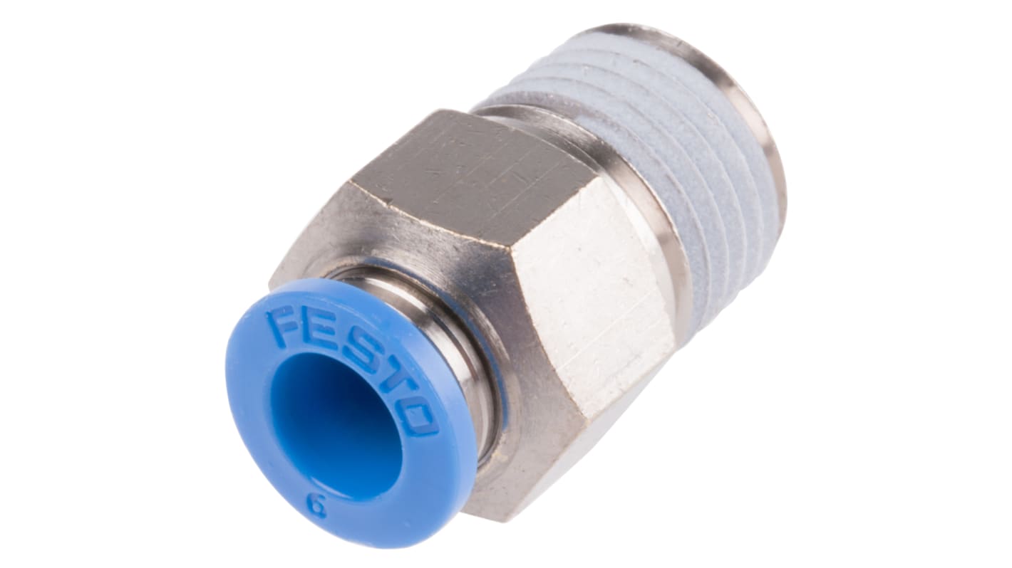 Festo QS Series Straight Threaded Adaptor, R 1/4 Male to Push In 6 mm, Threaded-to-Tube Connection Style, 153003