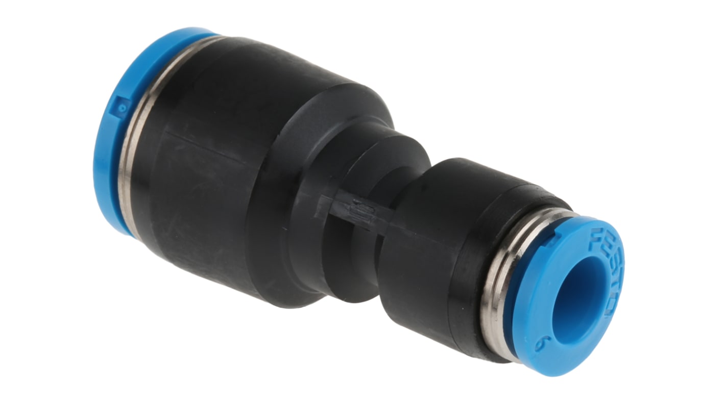 Festo QS Series Reducer Nipple, Push In 10 mm to Push In 6 mm, Tube-to-Tube Connection Style, 130607