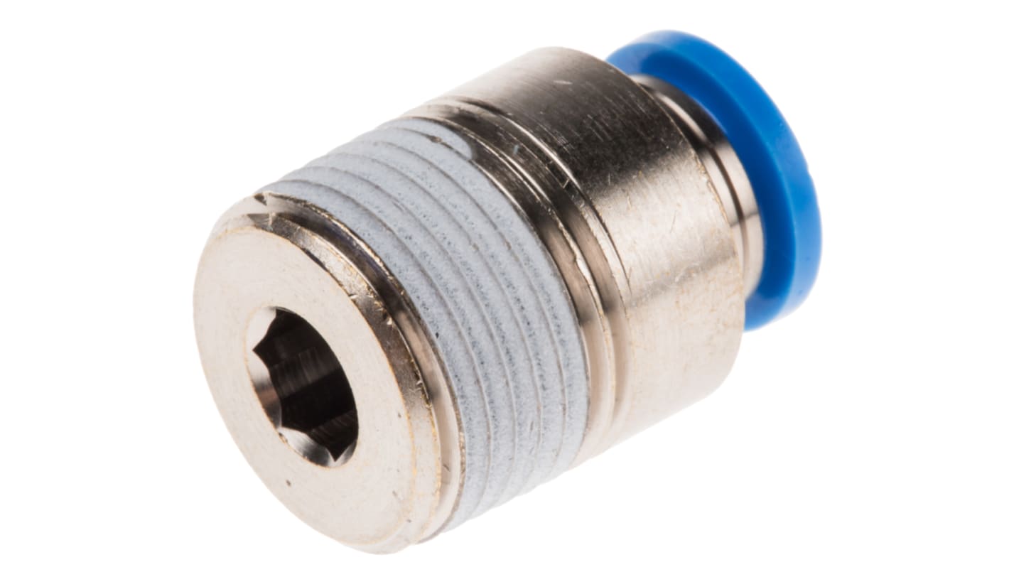 Festo QS Series Straight Threaded Adaptor, R 3/8 Male to Push In 8 mm, Threaded-to-Tube Connection Style, 153017