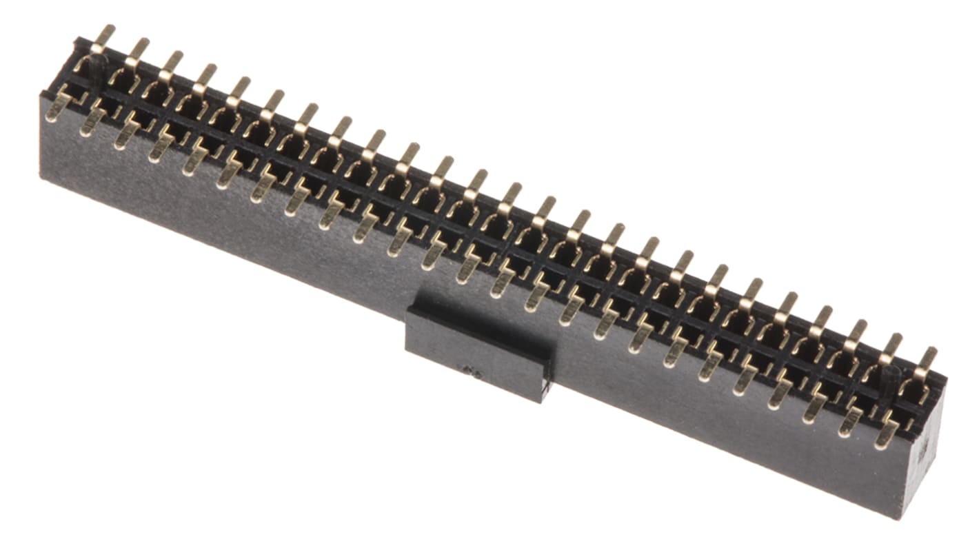 RS PRO Right Angle PCB Mount PCB Socket, 50-Contact, 2-Row, 1.27mm Pitch, Solder Termination