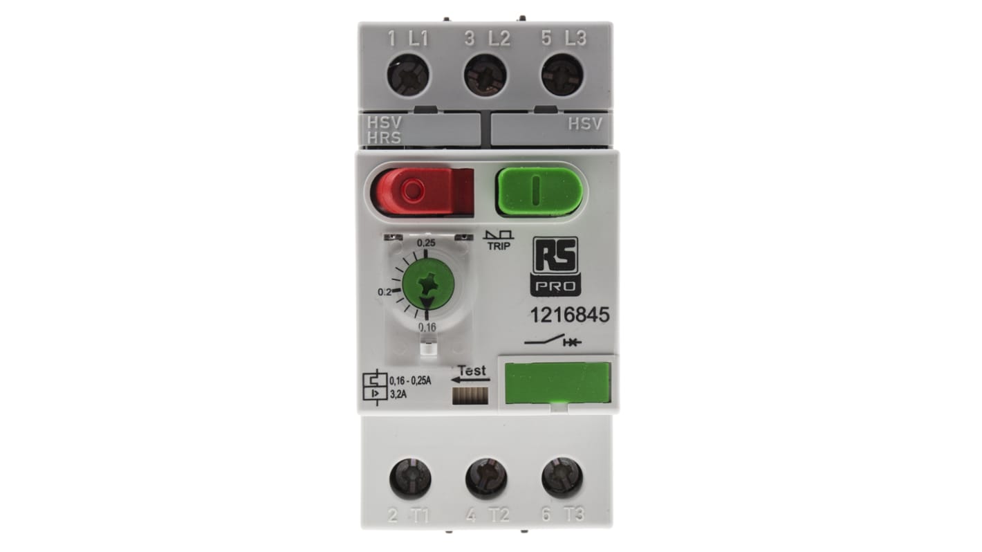 RS PRO 0.16 → 0.25 A Motor Protection Circuit Breaker