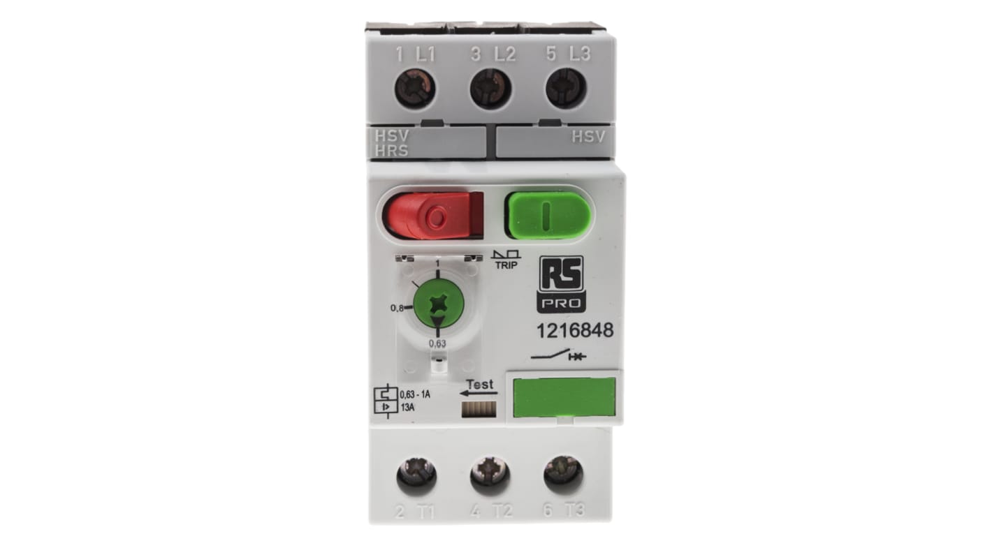 Disjoncteur moteur RS PRO 0,63 → 1 A.