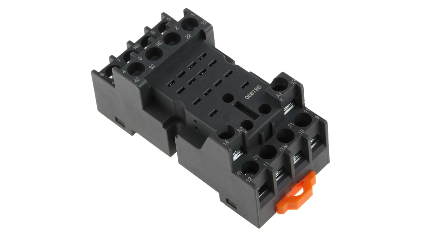 Support relais RS PRO 14 contacts, Rail DIN, 300V, pour Relais à 14 broches RKE et RKF de RS PRO