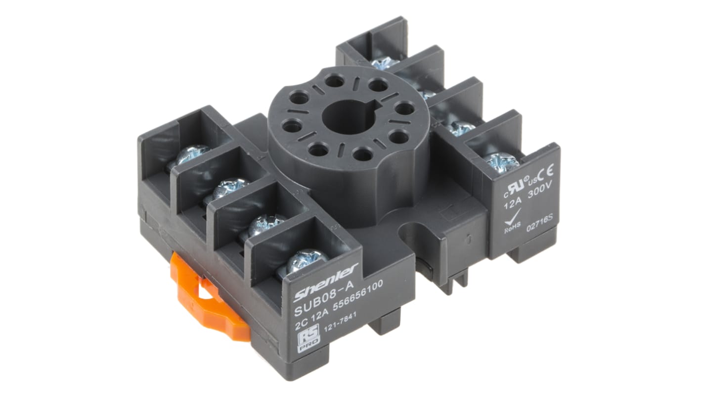 RS PRO 8 Pin 300V DIN Rail Relay Socket, for use with RS PRO RUB Relays