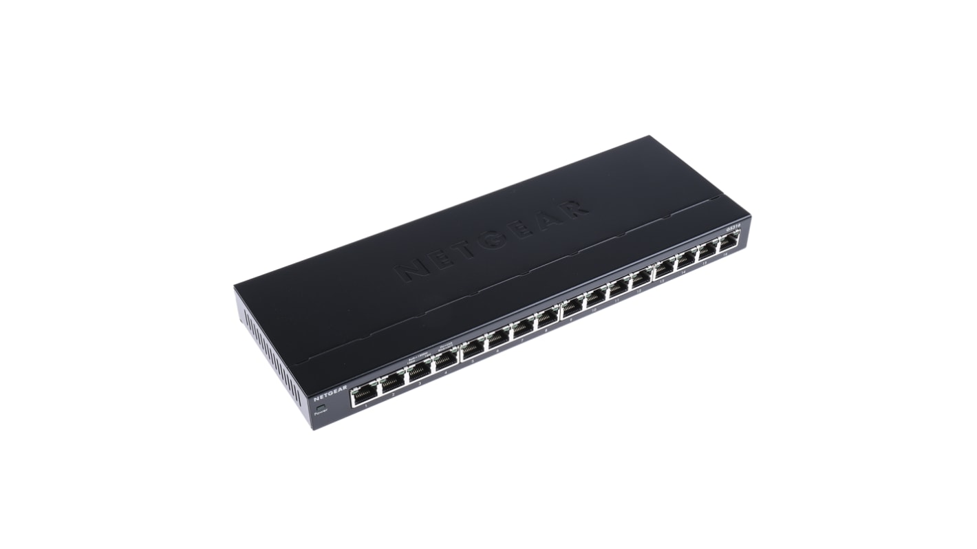 Switch Ethernet Netgear de sobremesa , 16 puertos, Gigabit, 10/100/1000Mbit/s, 16 RJ45, 0 SFP