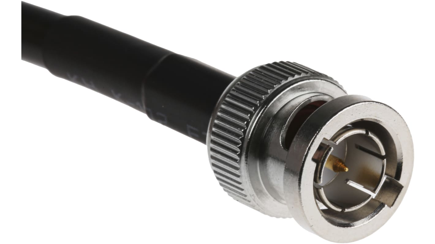 Cable coaxial RG59 RS PRO, 75 Ω, con. A: BNC, Macho, con. B: BNC, Macho, long. 1m, funda de PVC Negro