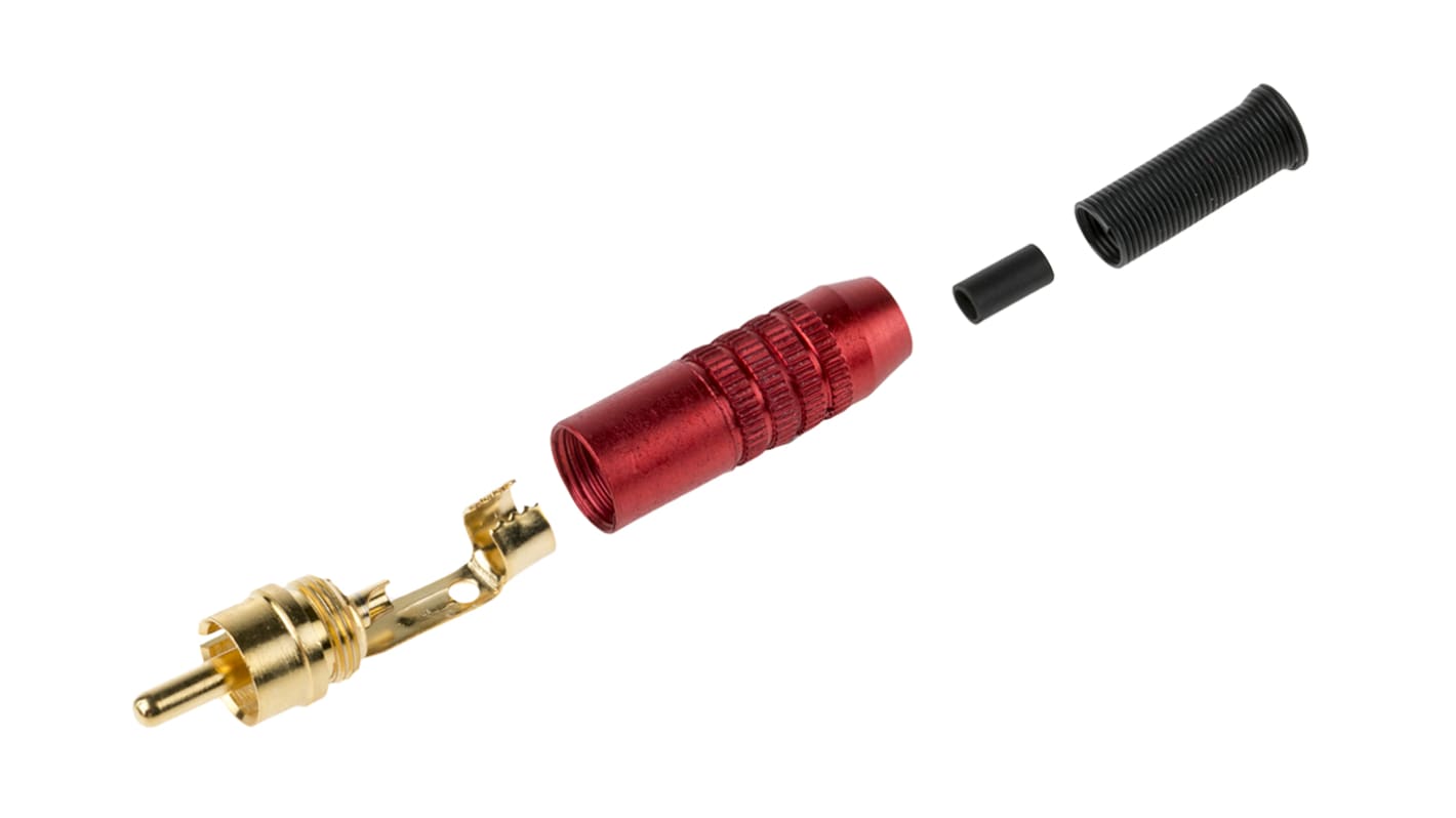 Rød RCA stik, Lige Han Kabelmontering, Guld kontaktbelægning, 5A