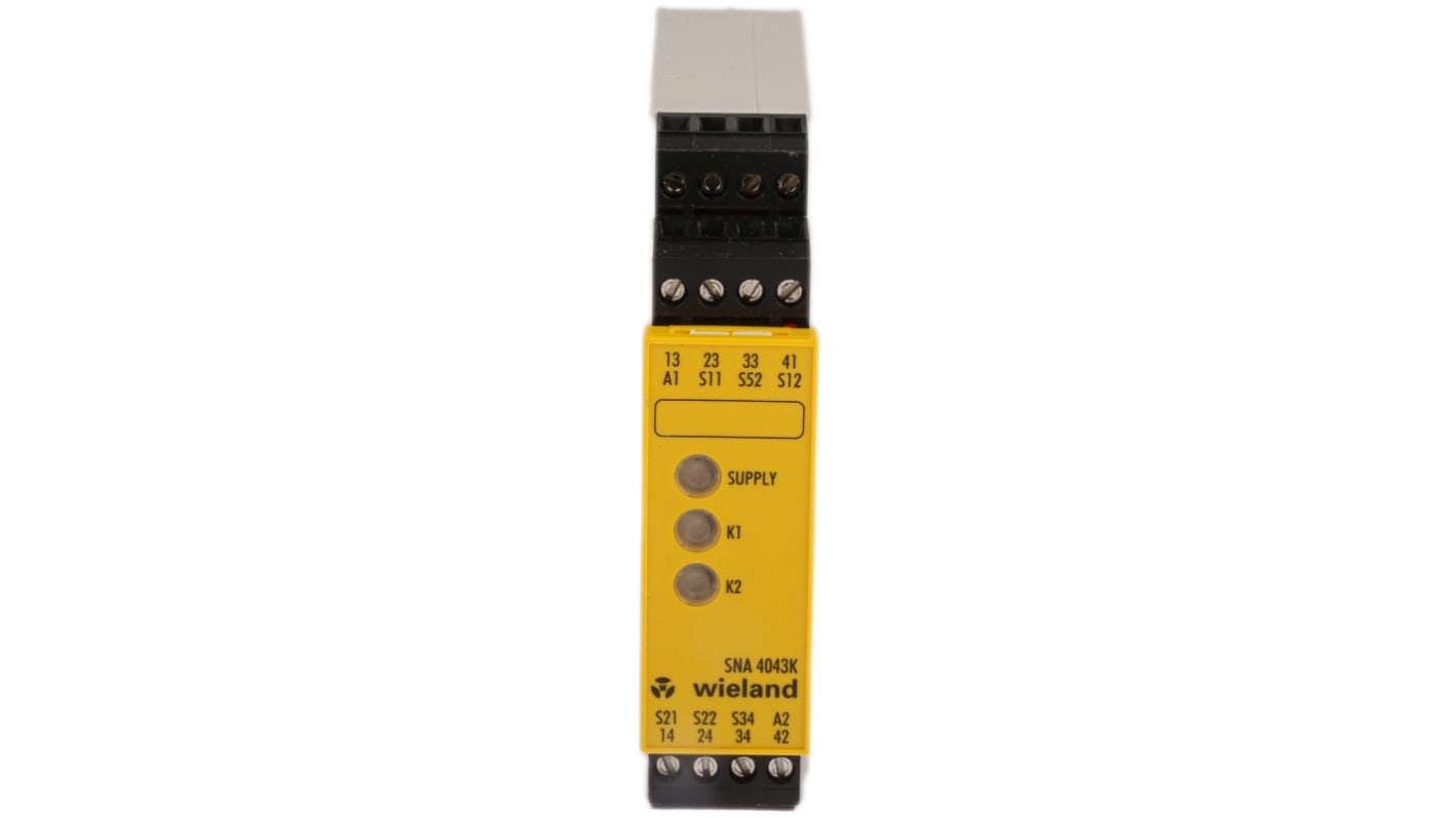 Wieland biztonsági relé, 2 csatornás, 24V ac/dc, 3 Bizt.é. 1 Segéd.é., safeRELAY