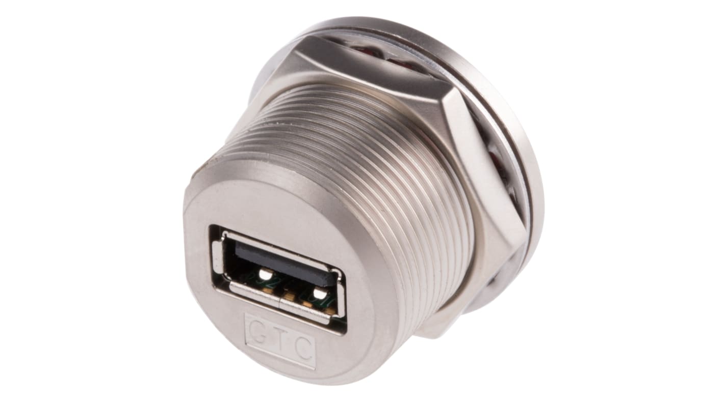 Konektor USB typ A, počet portů: 1 Port, orientace těla: přímý, Samice, 1.5A, 500 V AC, Montáž na panel, Pájení,