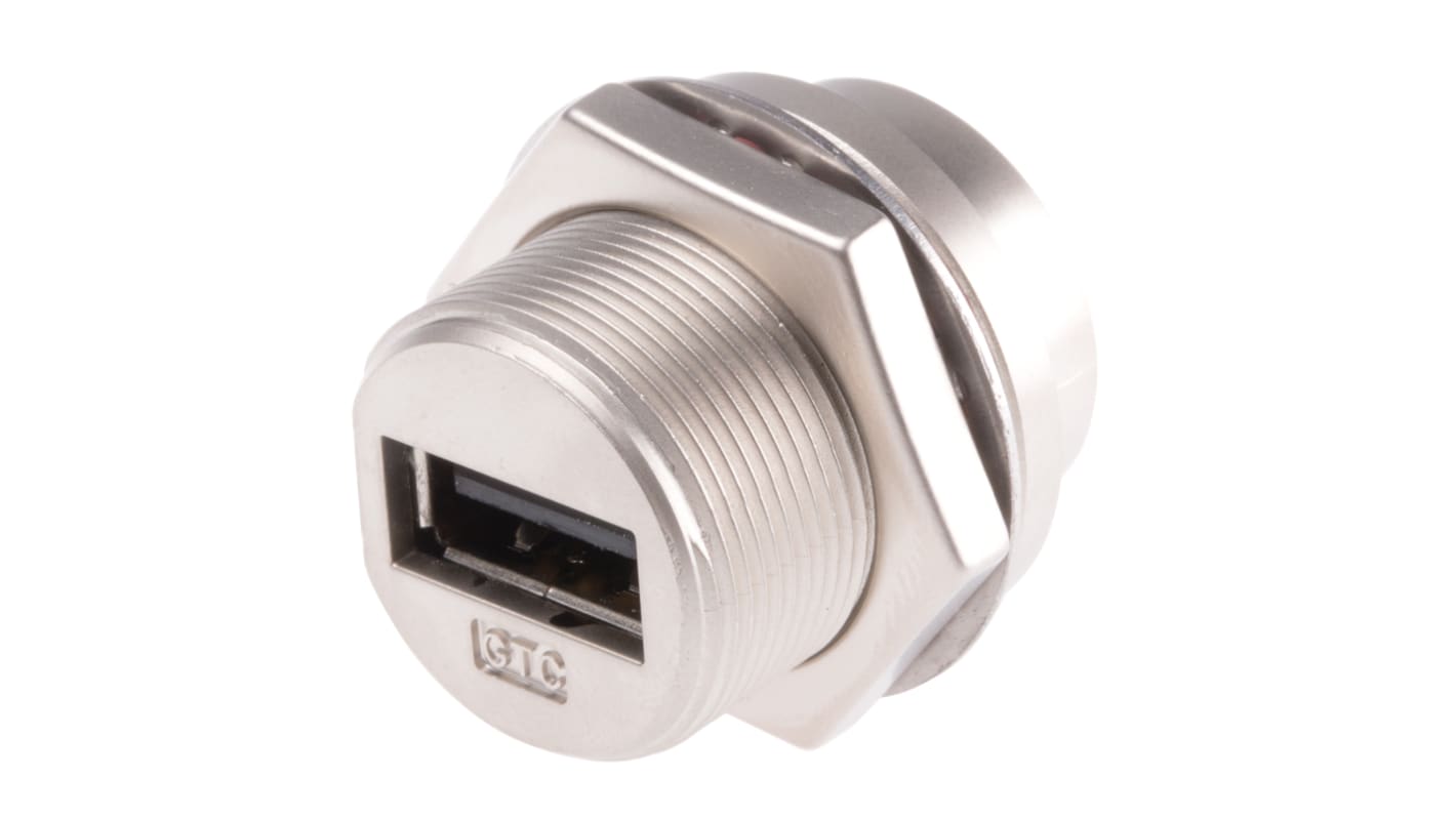 Conector USB RS PRO, Hembra, , 1 puerto puertos, Recta, Montaje en Panel, Versión 2.0, 500.0 V., 1.5A