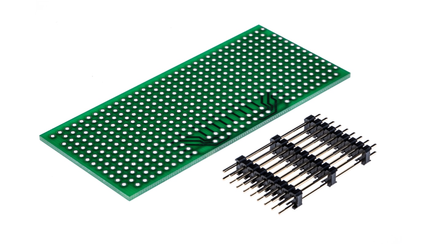 Placa perforada con tira de contactos Phoenix Contact serie RPI-BC EXT-PCB HBUS SET, para usar con Circuitos