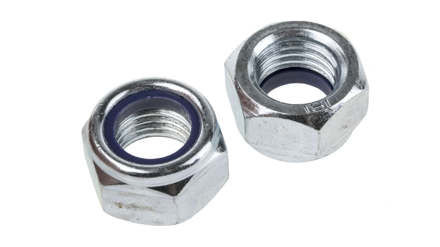 RS PRO, Bright Zinc Plated Steel Lock Nut, DIN 985, M12