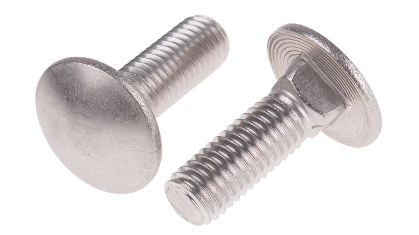 Plain Stainless Steel Coach Bolt, M10 x 30mm