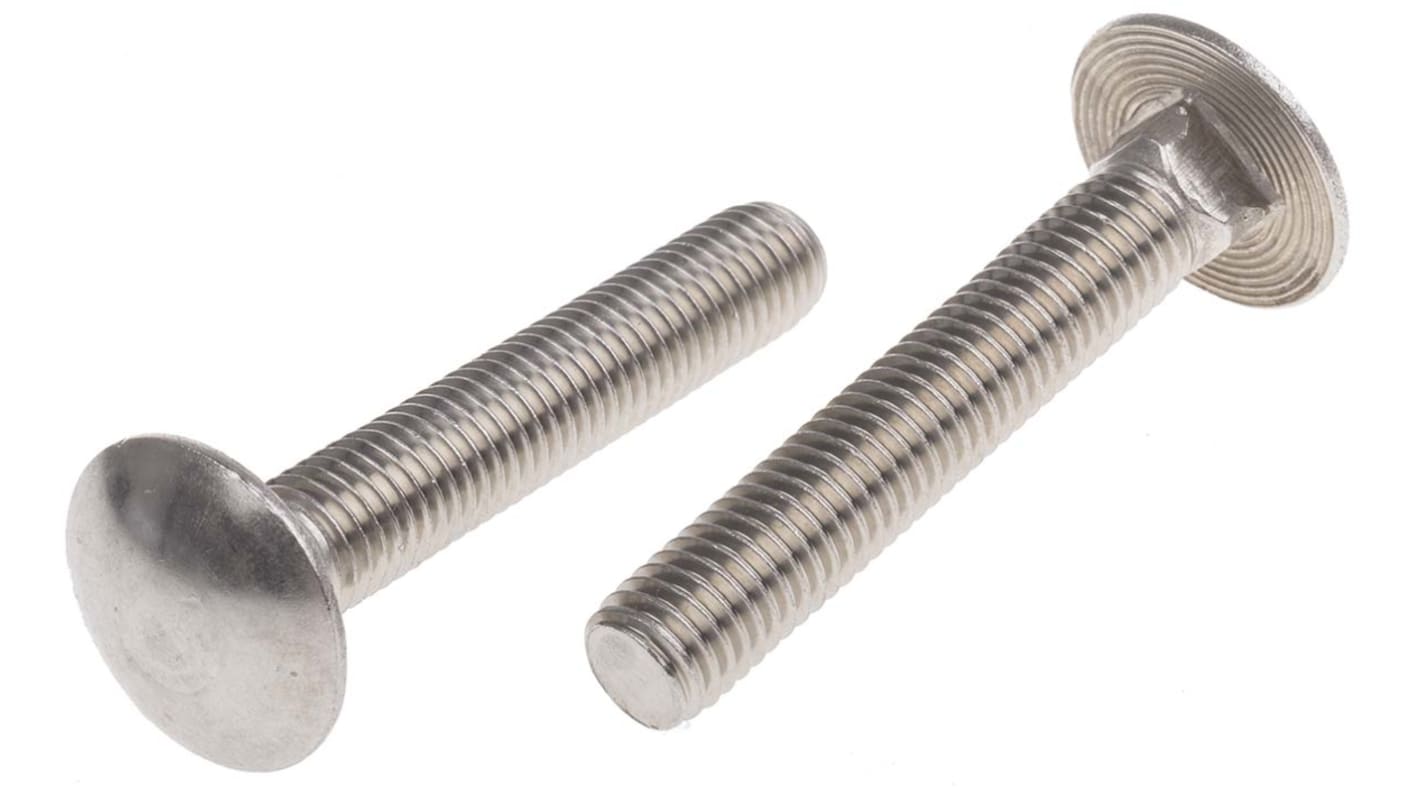 Plain Stainless Steel Coach Bolt, M10 x 60mm