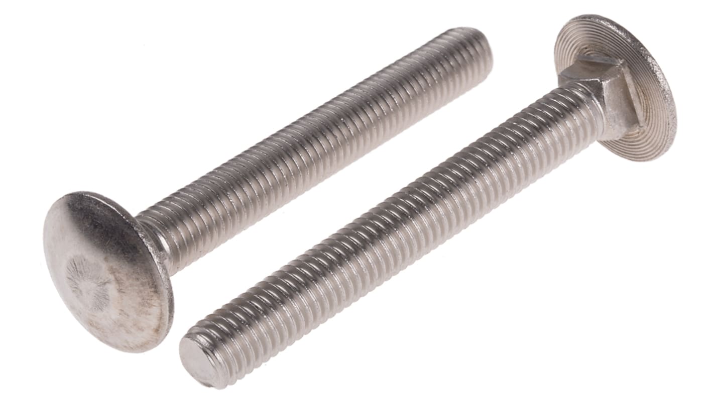 Plain Stainless Steel Coach Bolt, M10 x 80mm RS