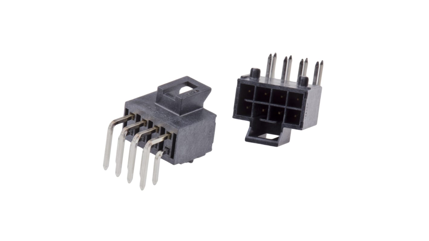 Conector macho para PCB Ángulo de 90° Molex serie Nano-Fit de 8 vías, 2 filas, paso 2.5mm, para soldar, Montaje en