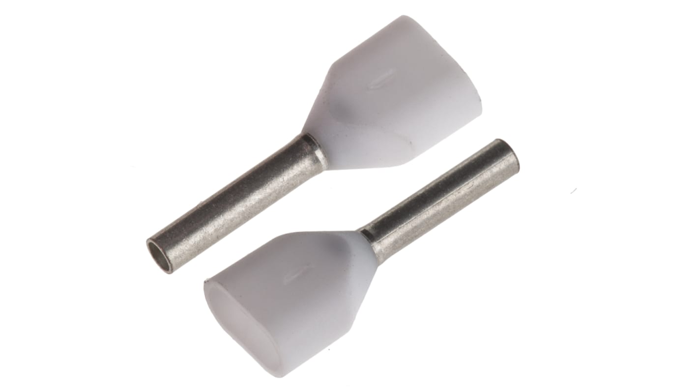 Embout à sertir JST série TWE, 2 x 0.5mm², Blanc, longueur 8mm, 2 entrées