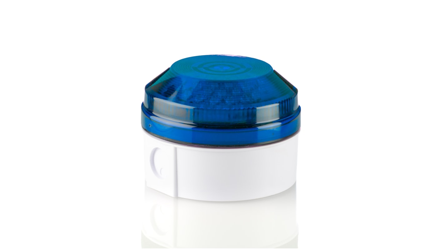 Moflash LED195 Series Blue Flashing Beacon, 85 → 280 V ac, 85 → 380 V dc, Surface Mount, Wall Mount, LED