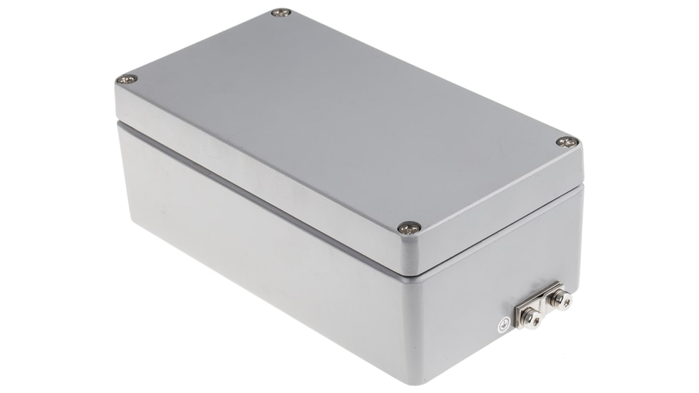 RS PRO Aluminium Enclosure, IP65, IP66, IP67, IP68, Grey Lid, 81 x 220 ...