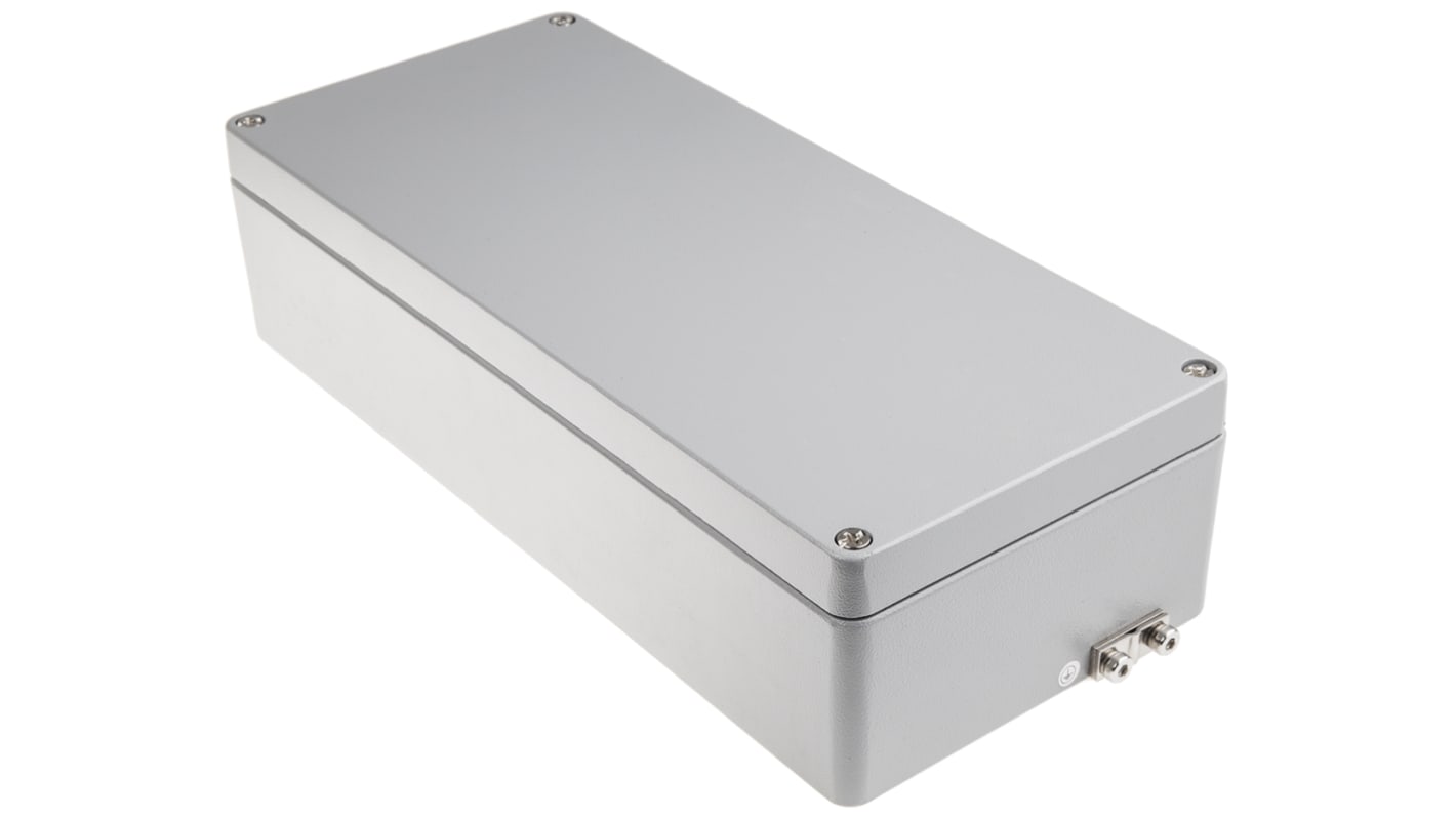 RS PRO Aluminium Enclosure, IP65, IP66, IP67, IP68, Grey Lid, 90 x 360