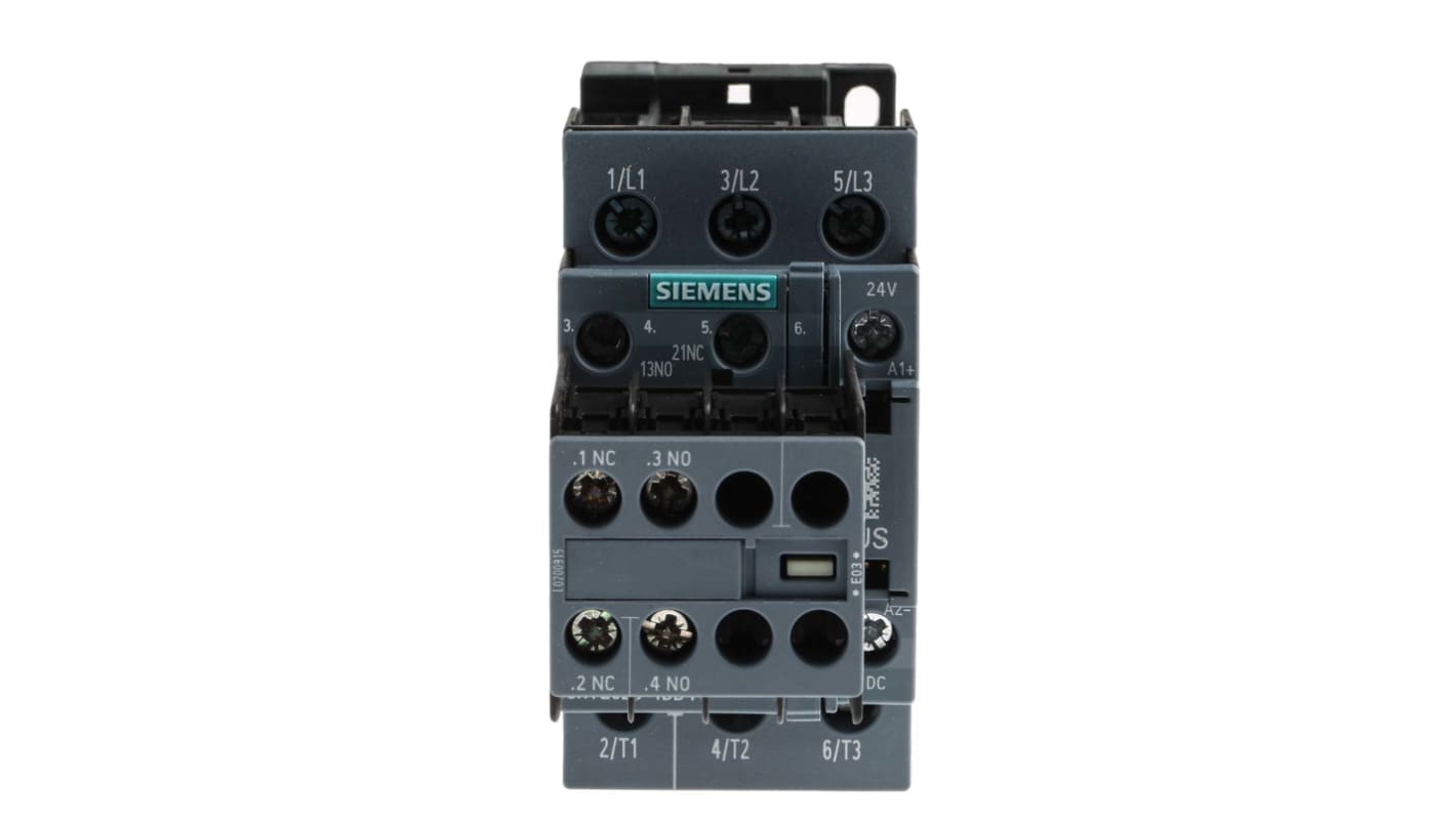 Relé de control Siemens SIRIUS 3RT2, 3 NA, 24 V dc, 22 A