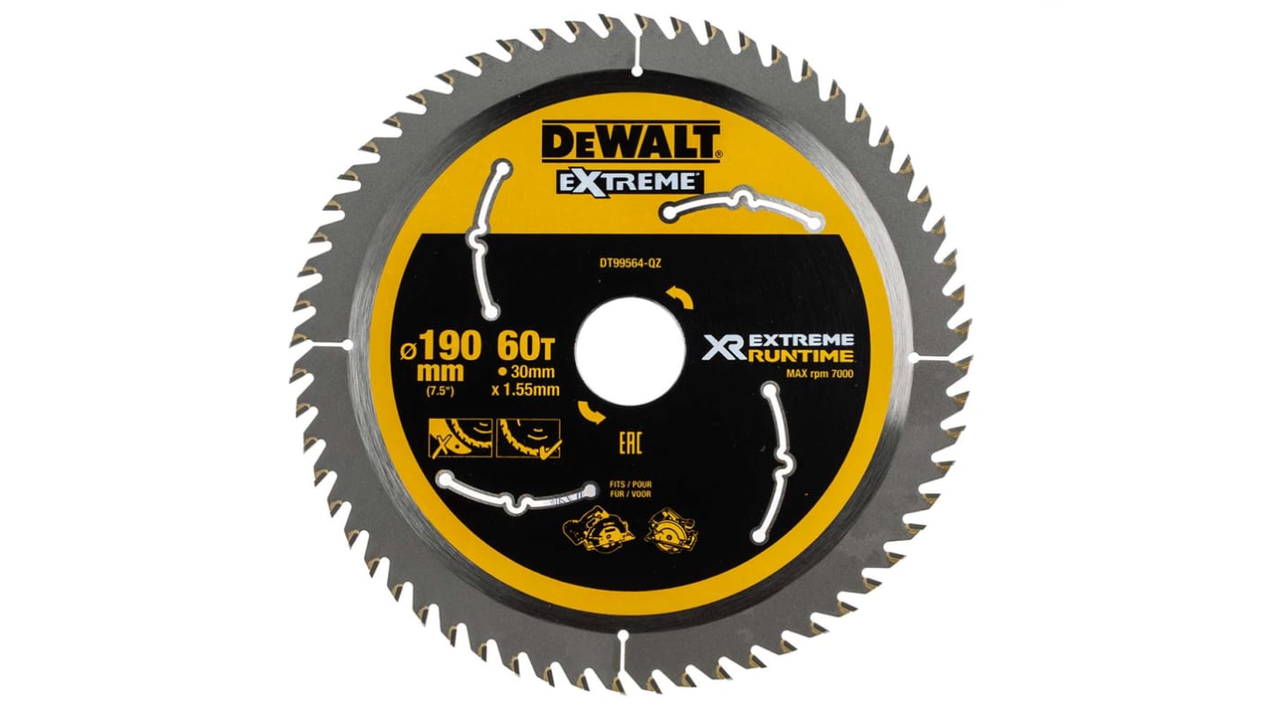 Lame de scie circulaire DeWALT dents par pouce 60 Ø30mm; Ø190mm X 1