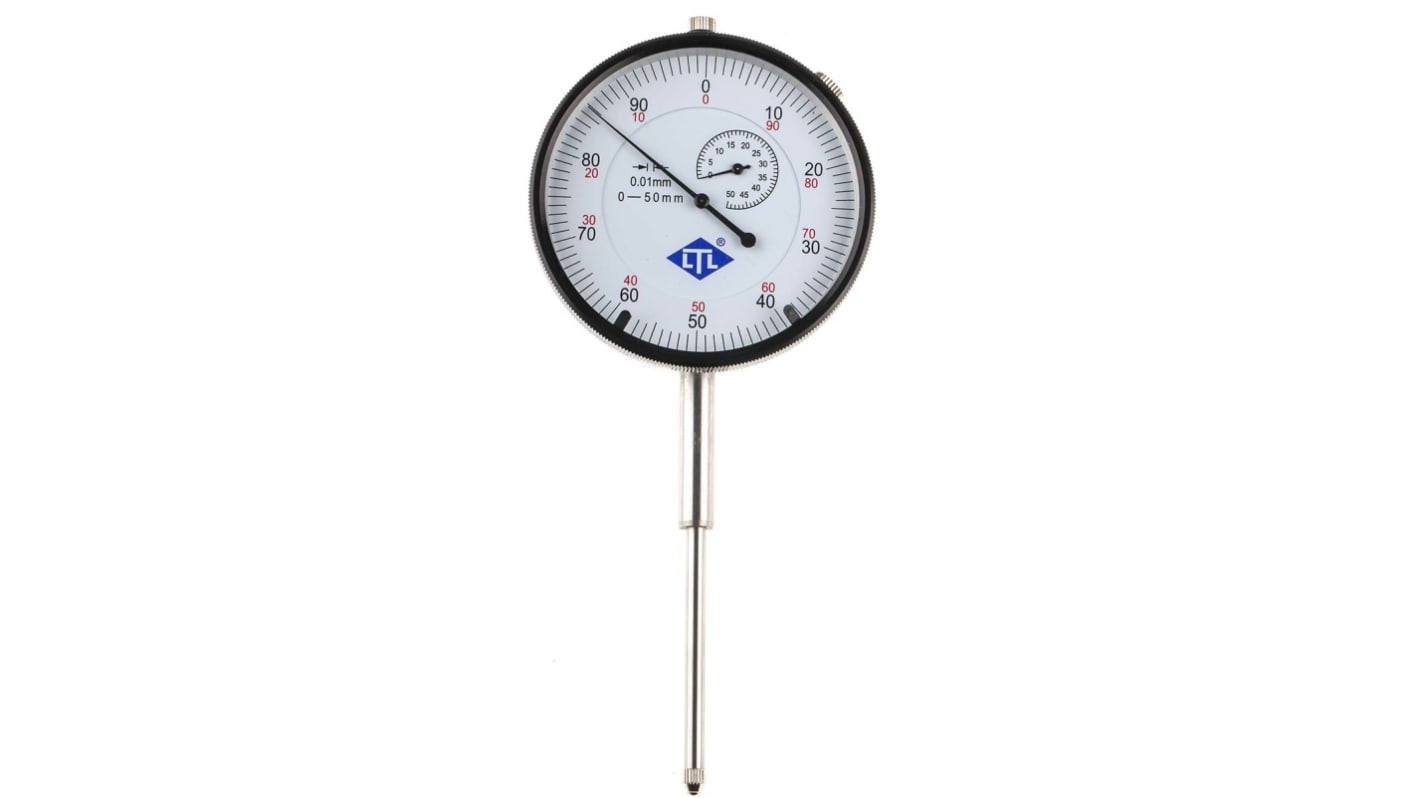 Reloj comparador RS PRO, 0 → 50 mm, precisión 0,045 mm FSD