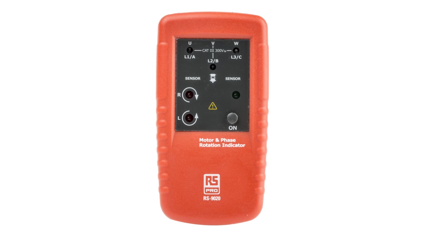 RS PRO RS9020 Phase Rotation Tester, CAT III 300 V, 400Hz Max, 400V ac Max with RS Calibration