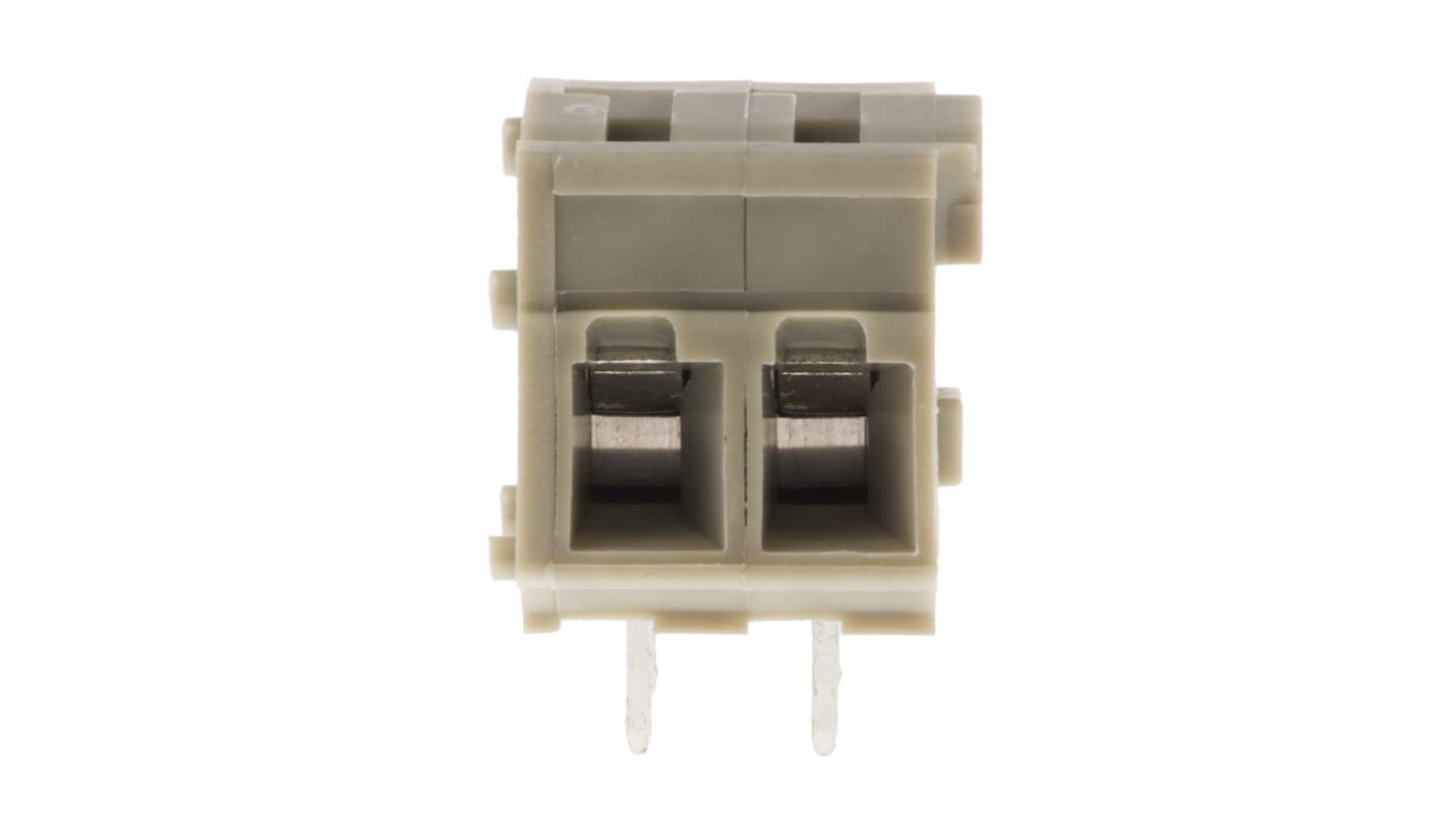 TE Connectivity PCB Terminal Block, 2-Contact, 5mm Pitch, Through Hole Mount, 1-Row, Solder Termination