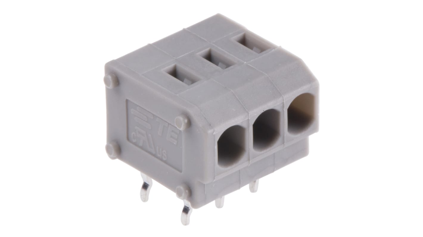 TE Connectivity PCB Terminal Block, 3-Contact, 3.81mm Pitch, Through Hole Mount, 1-Row, Solder Termination