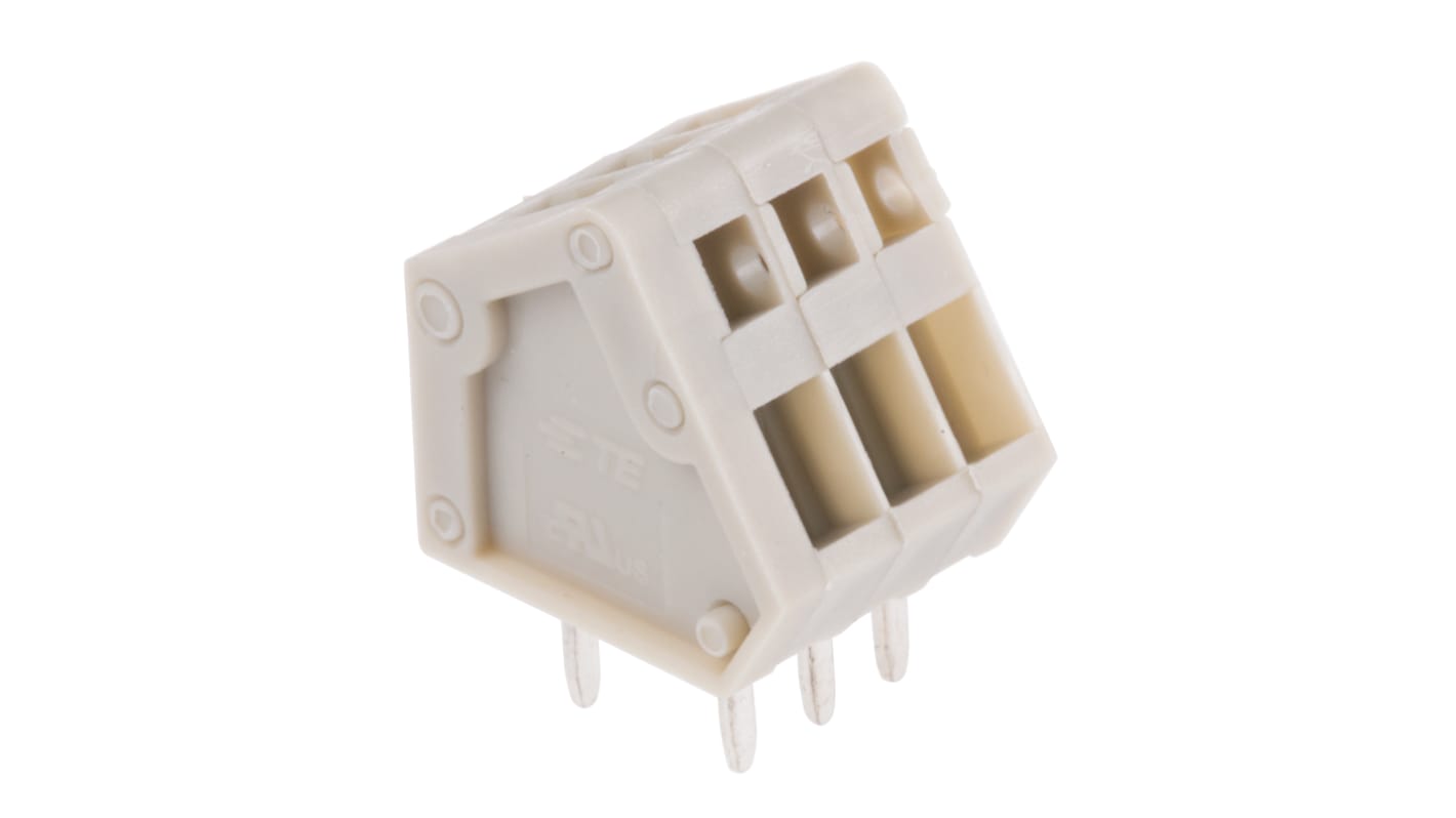 TE Connectivity PCB Terminal Strip, 3-Contact, 2.54mm Pitch, Through Hole Mount, 1-Row, Solder Termination