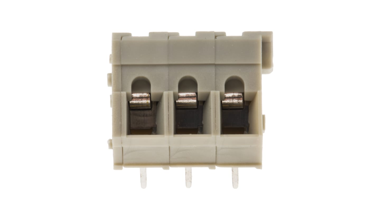 TE Connectivity PCB Terminal Strip, 3-Contact, 5mm Pitch, Through Hole Mount, 1-Row, Solder Termination