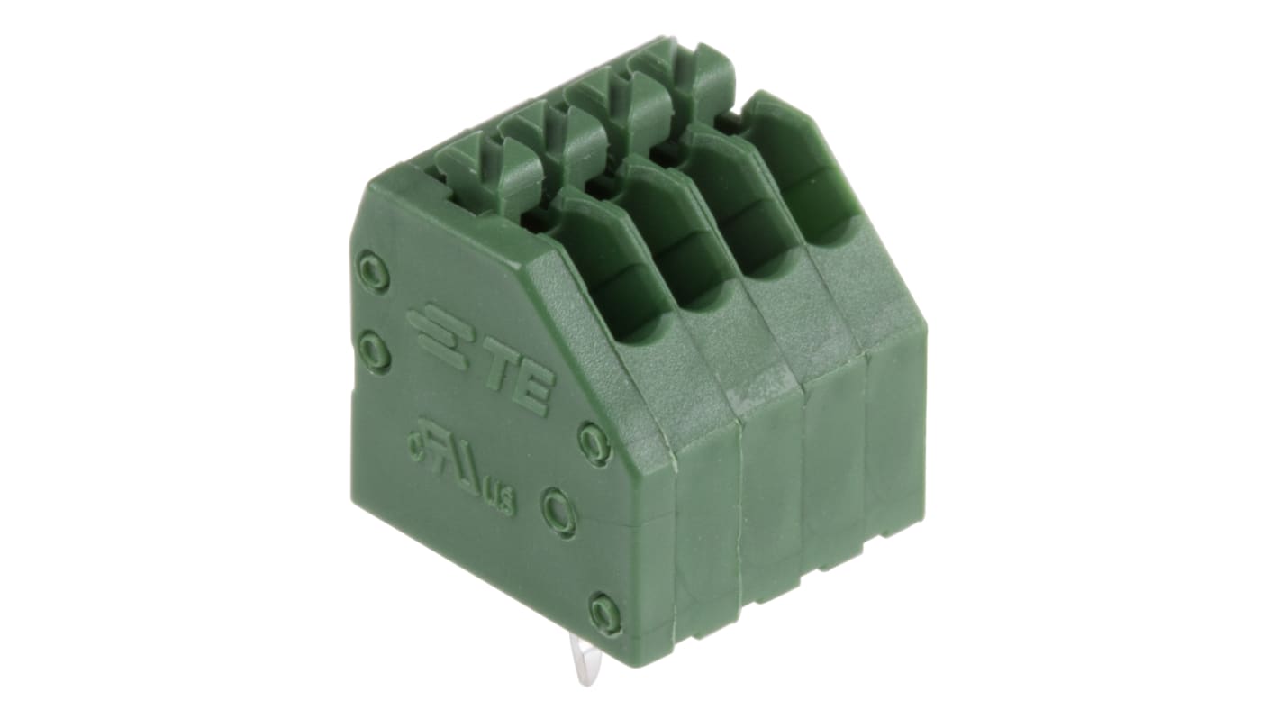 TE Connectivity PCB Terminal Block, 4-Contact, 2.5mm Pitch, Through Hole Mount, 1-Row, Solder Termination