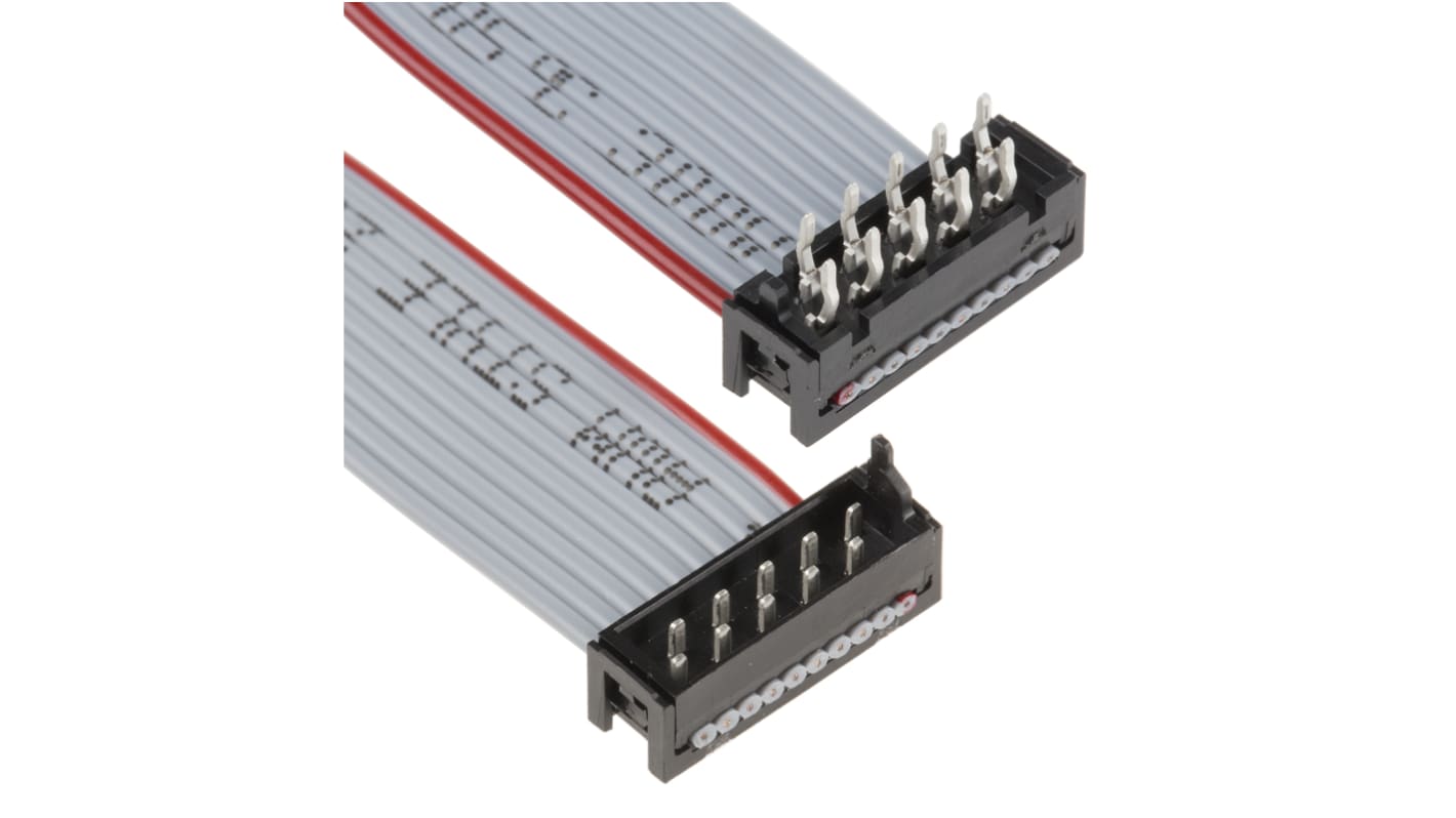 TE Connectivity Micro-MaTch Series Flat Ribbon Cable, 10-Way, 1.27mm Pitch, 75.5mm Length