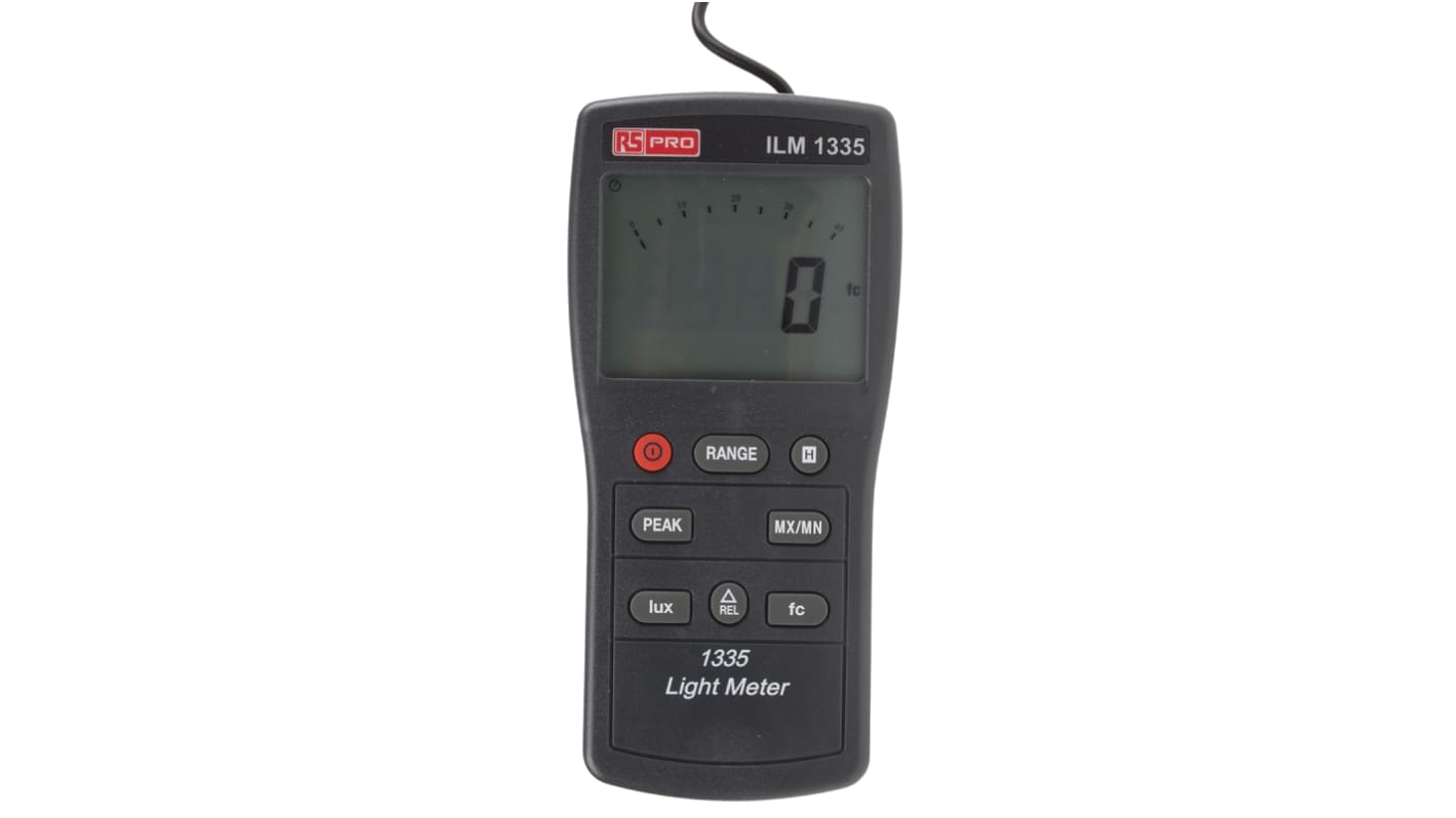 RS PRO ILM1335 Light Meter, 0lx to , ±3% rdg ±0.5% f.s