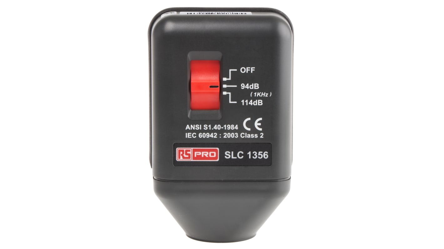 Calibrador de sonómetro RS PRO SLC1356, Salida 94 dB, 114 dB, frecuencia 1000Hz, precisión ±0,5 dB