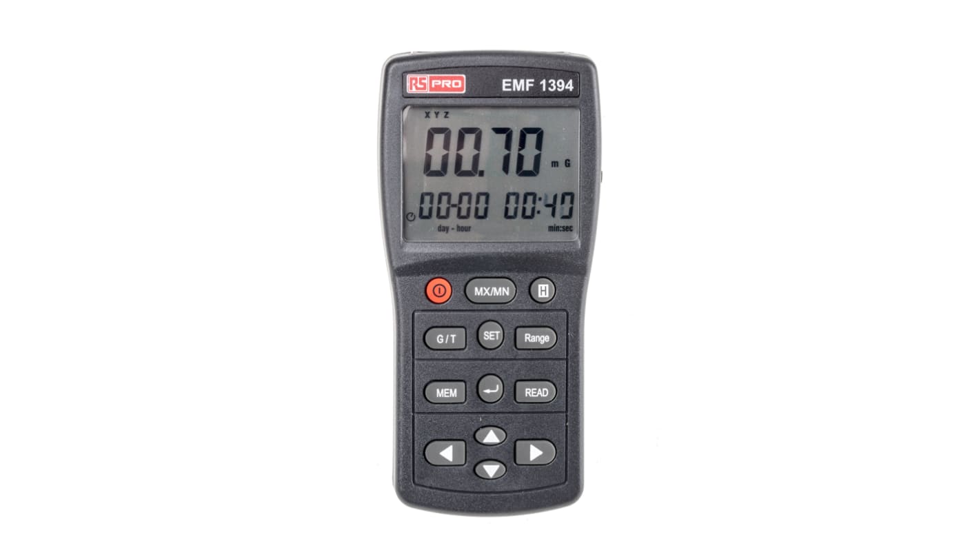 RS PRO EMF Meter, 30 → 2000Hz, 200 μT, 2000 mG