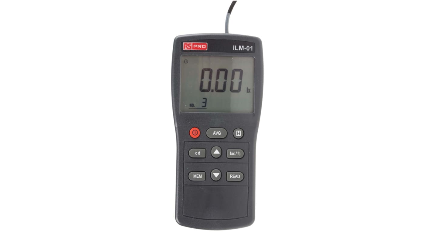 RS PRO ILM01 Light Meter, 0.01lx to , ±3 % ± 5 Digit, With RS Calibration