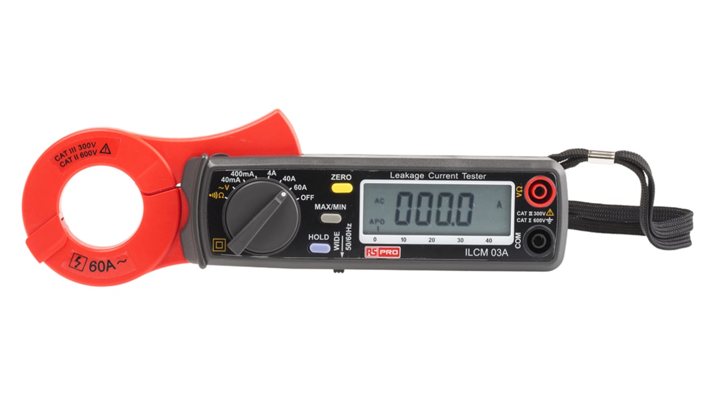 Pinza amperimétrica RS PRO ILCM03A, calibrado RS, corriente máx. 60A ac