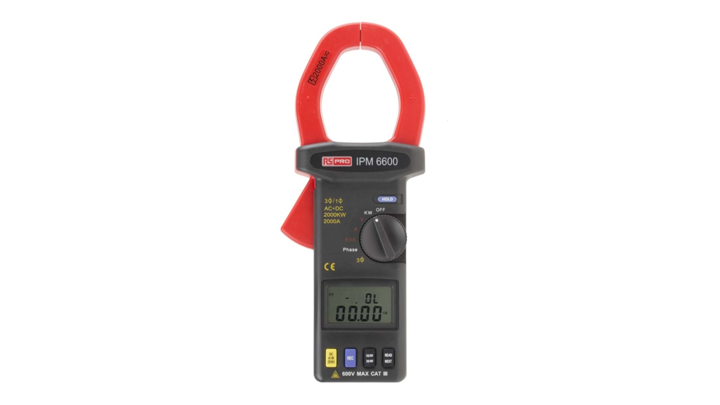 RS PRO IPM6600 Clamp Meter, 2000A dc, Max Current 2000A ac CAT III 600 V With RS Calibration