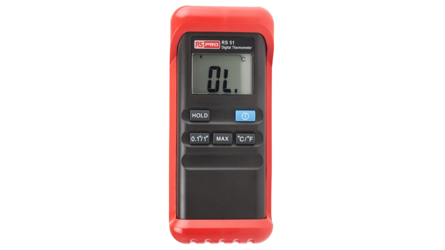 RS PRO Digital Thermometer, RS51, Handheld, bis +1300 °C, +1999°F ±0,1 K max, Messelement Typ K