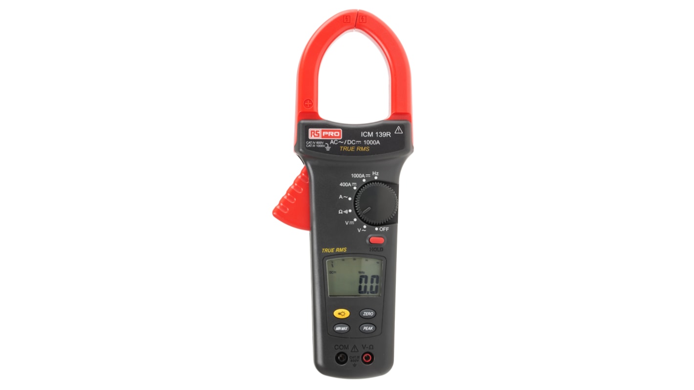 RS PRO ICM139R Clamp Meter, 1000A dc, Max Current 1000A ac CAT III 1000 V, CAT IV 600 V