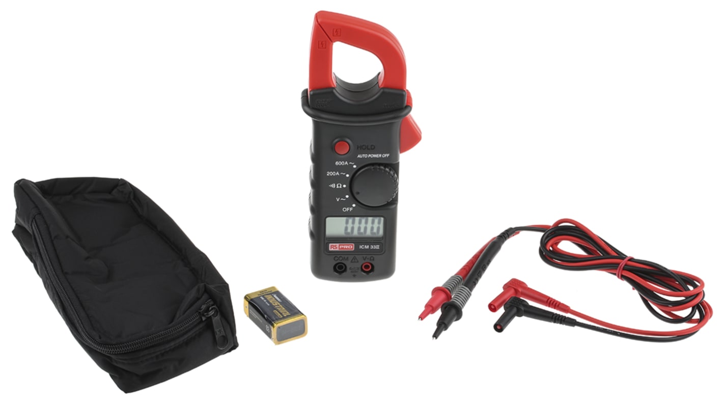 RS PRO ICM33II Clamp Meter, Max Current 600A ac CAT II 1000 V, CAT III 600 V