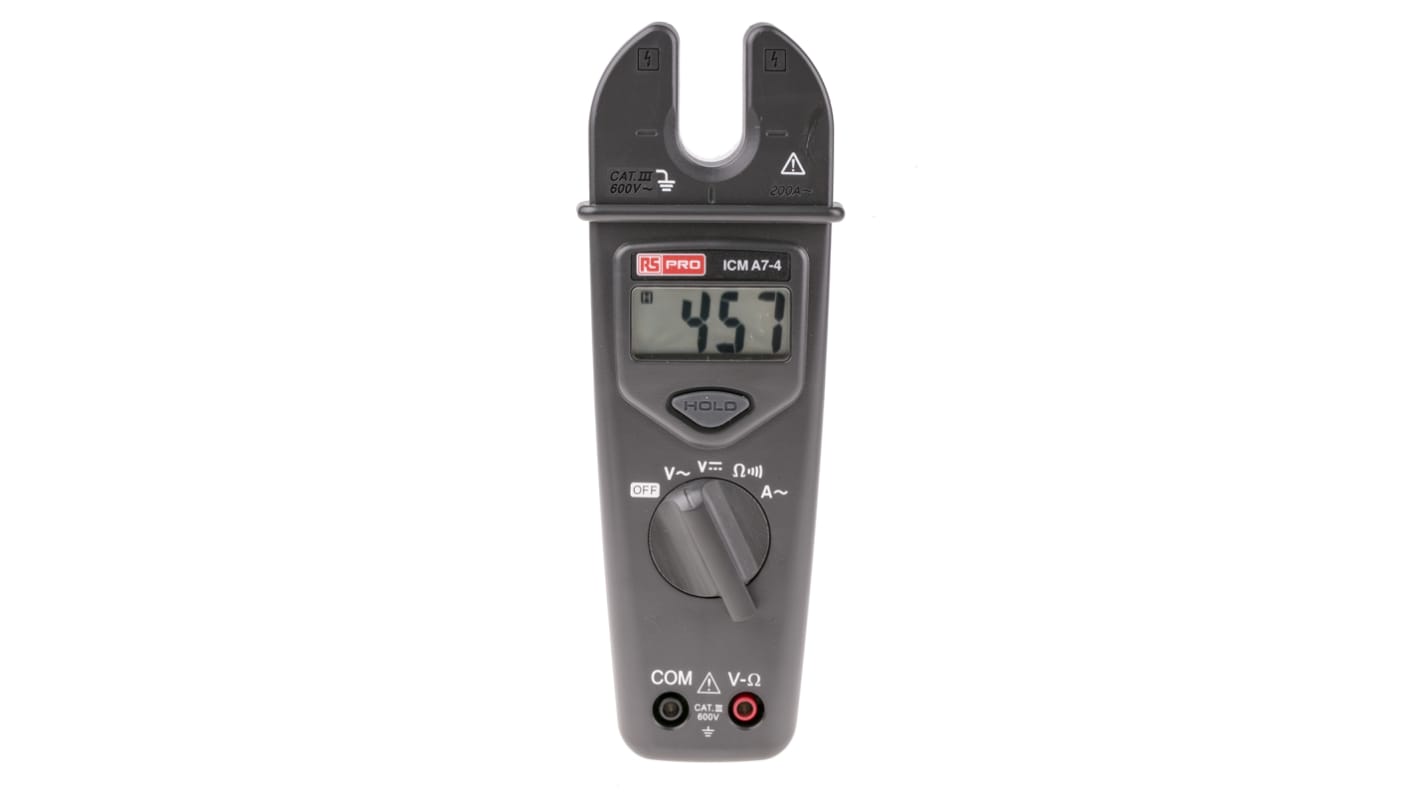 RS PRO ICMA7-4 Clamp Meter, Max Current 200A ac CAT III 600 V