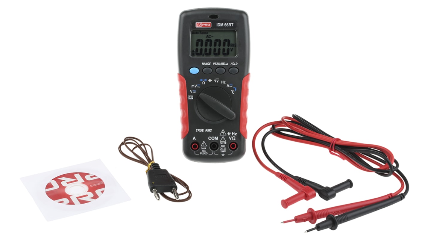 RS PRO IDM66RT Multimeter, 10A ac, 1000V ac