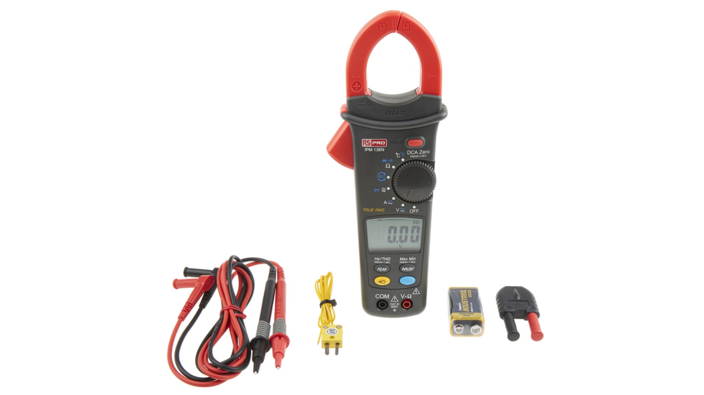 RS PRO IPM138N Clamp Meter, 600A dc, Max Current 600A ac CAT II 1000V
