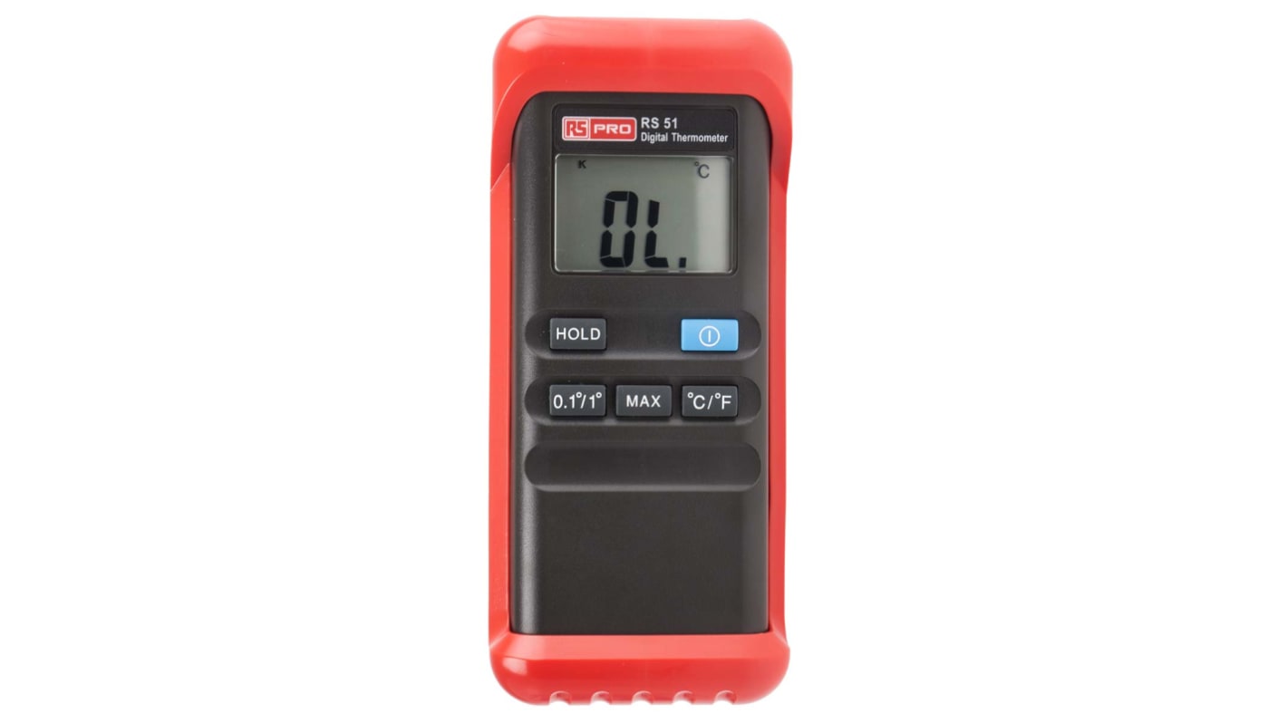 RS PRO Handheld Digital Thermometer, K Probe, 1 Input(s), +1300 °C, +1999°F Max, ±0.3 % Accuracy - With UKAS Calibration